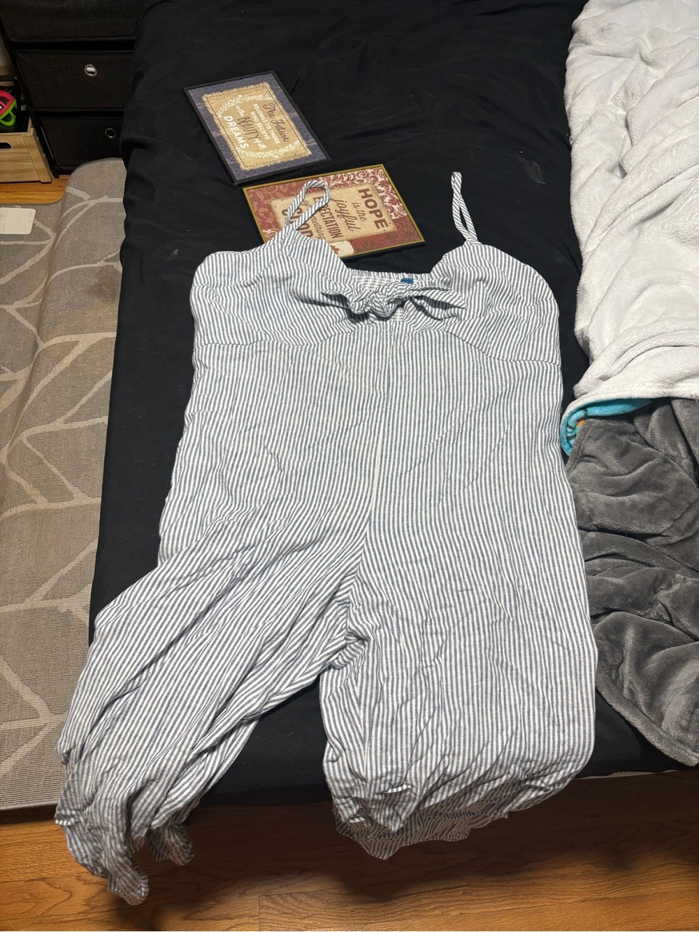 Old Navy Blue and White Striped Jumpsuit